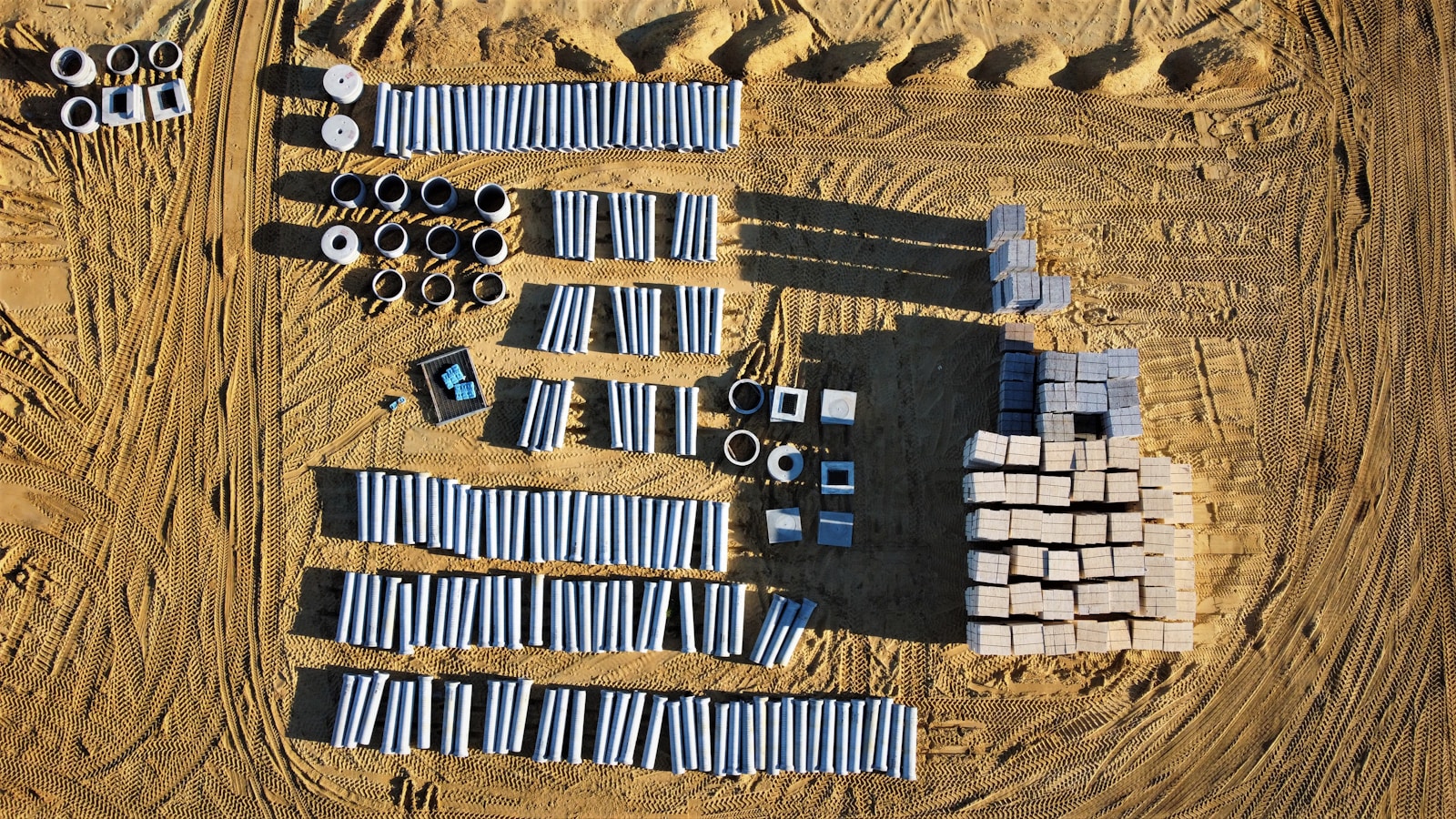 an aerial view of a construction site in the desert